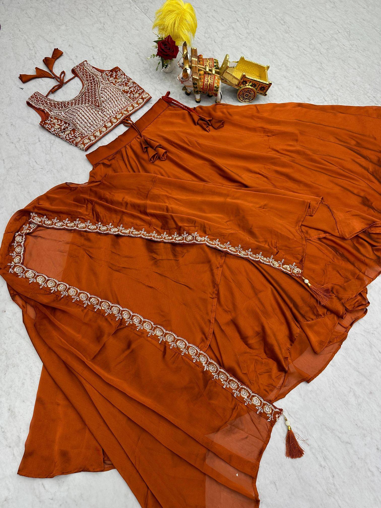 Ram 155 Rangoli silk Orange Lehenga choli manufacturers in Pune